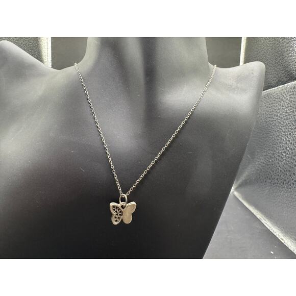 ATI CN Signed Sterling Silver 925 Butterfly Cable Chain Pendant Necklace - Picture 1 of 10